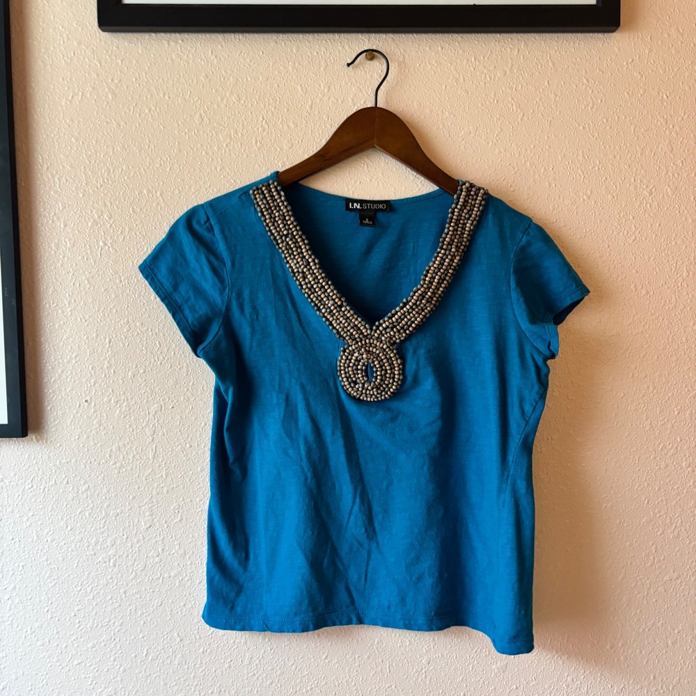 Y2K Boho Sleaze Wooden Bead Blouse